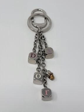 Christian Dior Letter Diced Silver-tone Bag charm